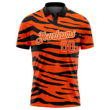 Load image into Gallery viewer, Custom Orange Cream-Black 3D Pattern Design Tiger Print Performance Golf Polo Shirt
