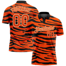Load image into Gallery viewer, Custom Orange Cream-Black 3D Pattern Design Tiger Print Performance Golf Polo Shirt
