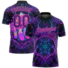 Load image into Gallery viewer, Custom Black Purple Pink 3D Pattern Design Magic Mushrooms Over Sacred Geometry Psychedelic Hallucination Performance Golf Polo Shirt
