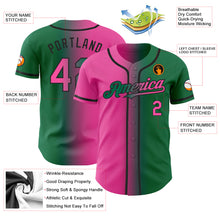 Load image into Gallery viewer, Custom Kelly Green Pink-Black Authentic Gradient Fashion Baseball Jersey
