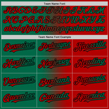 Load image into Gallery viewer, Custom Red Kelly Green-Black Authentic Gradient Fashion Baseball Jersey
