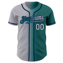 Load image into Gallery viewer, Custom Teal Gray-Navy Authentic Gradient Fashion Baseball Jersey
