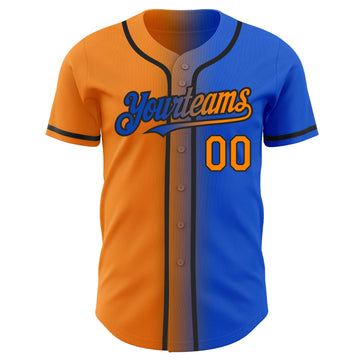 Custom Thunder Blue Bay Orange-Black Authentic Gradient Fashion Baseball Jersey