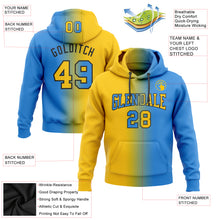 Load image into Gallery viewer, Custom Stitched Powder Blue Yellow-Black Gradient Fashion Sports Pullover Sweatshirt Hoodie
