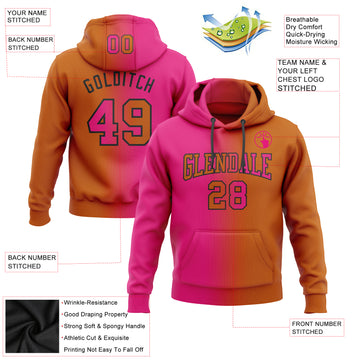 Custom Stitched Texas Orange Hot Pink-Black Gradient Fashion Sports Pullover Sweatshirt Hoodie