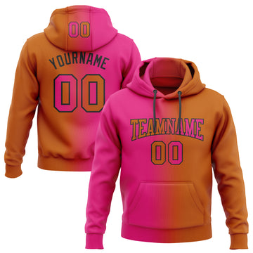 Custom Stitched Texas Orange Hot Pink-Black Gradient Fashion Sports Pullover Sweatshirt Hoodie