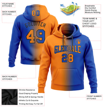 Custom Stitched Thunder Blue Bay Orange-Black Gradient Fashion Sports Pullover Sweatshirt Hoodie