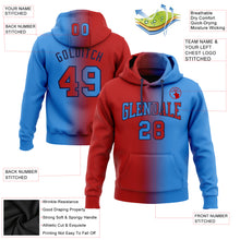 Load image into Gallery viewer, Custom Stitched Powder Blue Red-Navy Gradient Fashion Sports Pullover Sweatshirt Hoodie
