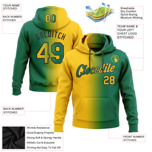 Custom Stitched Kelly Green Yellow-Black Gradient Fashion Sports Pullover Sweatshirt Hoodie