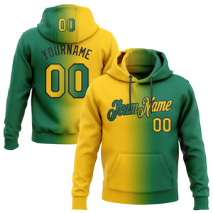 Custom Stitched Kelly Green Yellow-Black Gradient Fashion Sports Pullover Sweatshirt Hoodie