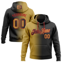 Load image into Gallery viewer, Custom Stitched Black Old Gold-Red Gradient Fashion Sports Pullover Sweatshirt Hoodie
