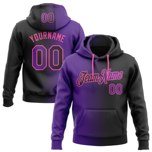 Custom Stitched Black Purple-Pink Gradient Fashion Sports Pullover Sweatshirt Hoodie