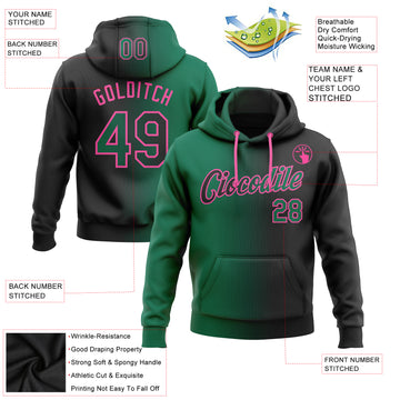 Custom Stitched Black Kelly Green-Pink Gradient Fashion Sports Pullover Sweatshirt Hoodie