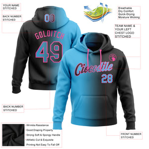 Custom Stitched Black Sky Blue-Pink Gradient Fashion Sports Pullover Sweatshirt Hoodie