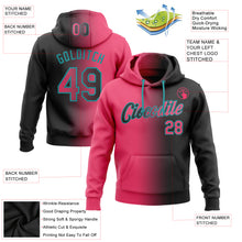Load image into Gallery viewer, Custom Stitched Black Neon Pink-Teal Gradient Fashion Sports Pullover Sweatshirt Hoodie
