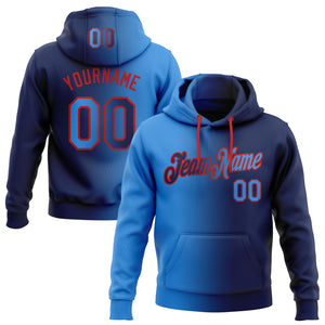 Custom Stitched Navy Electric Blue-Red Gradient Fashion Sports Pullover Sweatshirt Hoodie