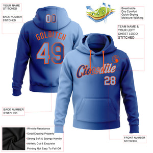 Custom Stitched Royal Light Blue-Orange Gradient Fashion Sports Pullover Sweatshirt Hoodie