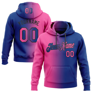 Custom Stitched Royal Pink-Black Gradient Fashion Sports Pullover Sweatshirt Hoodie