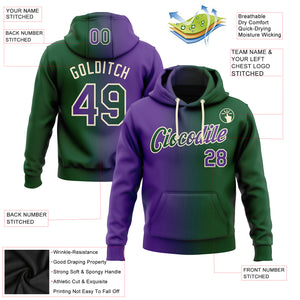 Custom Stitched Green Purple-Cream Gradient Fashion Sports Pullover Sweatshirt Hoodie