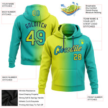 Load image into Gallery viewer, Custom Stitched Aqua Neon Yellow-Navy Gradient Fashion Sports Pullover Sweatshirt Hoodie
