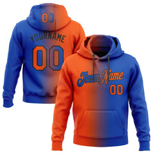 Load image into Gallery viewer, Custom Stitched Thunder Blue Orange-Black Gradient Fashion Sports Pullover Sweatshirt Hoodie
