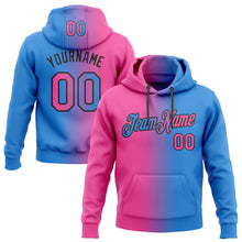 Load image into Gallery viewer, Custom Stitched Electric Blue Pink-Black Gradient Fashion Sports Pullover Sweatshirt Hoodie
