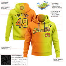 Load image into Gallery viewer, Custom Stitched Neon Yellow Bay Orange-Navy Gradient Fashion Sports Pullover Sweatshirt Hoodie
