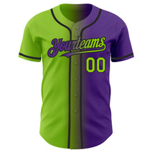 Load image into Gallery viewer, Custom Purple Neon Green-Black Authentic Gradient Fashion Baseball Jersey
