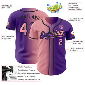 Custom Purple Medium Pink-Black Authentic Gradient Fashion Baseball Jersey