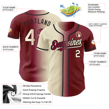 Load image into Gallery viewer, Custom Maroon Cream-Black Authentic Gradient Fashion Baseball Jersey

