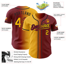 Load image into Gallery viewer, Custom Maroon Gold-Black Authentic Gradient Fashion Baseball Jersey
