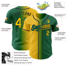 Load image into Gallery viewer, Custom Kelly Green Yellow-Black Authentic Gradient Fashion Baseball Jersey
