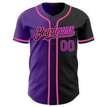 Load image into Gallery viewer, Custom Black Purple-Pink Authentic Gradient Fashion Baseball Jersey
