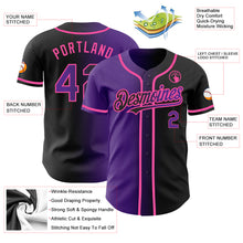 Load image into Gallery viewer, Custom Black Purple-Pink Authentic Gradient Fashion Baseball Jersey
