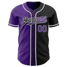 Load image into Gallery viewer, Custom Black Purple-Gray Authentic Gradient Fashion Baseball Jersey
