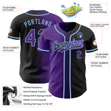 Load image into Gallery viewer, Custom Black Purple-Light Blue Authentic Gradient Fashion Baseball Jersey
