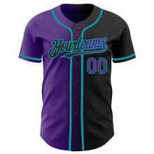 Load image into Gallery viewer, Custom Black Purple-Teal Authentic Gradient Fashion Baseball Jersey
