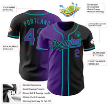 Load image into Gallery viewer, Custom Black Purple-Teal Authentic Gradient Fashion Baseball Jersey
