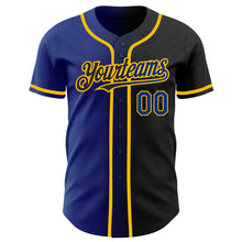 Load image into Gallery viewer, Custom Black Royal-Gold Authentic Gradient Fashion Baseball Jersey
