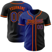 Load image into Gallery viewer, Custom Black Royal-Orange Authentic Gradient Fashion Baseball Jersey
