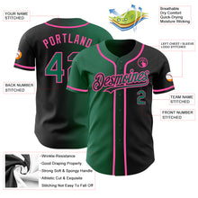Load image into Gallery viewer, Custom Black Kelly Green-Pink Authentic Gradient Fashion Baseball Jersey
