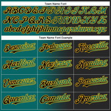 Load image into Gallery viewer, Custom Black Teal-Gold Authentic Gradient Fashion Baseball Jersey
