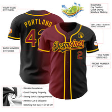 Load image into Gallery viewer, Custom Black Crimson-Gold Authentic Gradient Fashion Baseball Jersey
