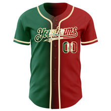 Load image into Gallery viewer, Custom Red Vintage Mexican Flag Kelly Green-City Cream Authentic Gradient Fashion Baseball Jersey
