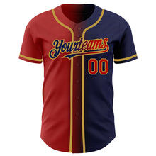 Load image into Gallery viewer, Custom Navy Red-Old Gold Authentic Gradient Fashion Baseball Jersey
