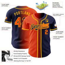 Load image into Gallery viewer, Custom Navy Orange-Gold Authentic Gradient Fashion Baseball Jersey
