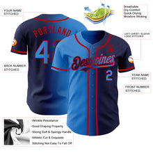 Load image into Gallery viewer, Custom Navy Electric Blue-Red Authentic Gradient Fashion Baseball Jersey
