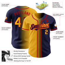 Load image into Gallery viewer, Custom Navy Gold-Red Authentic Gradient Fashion Baseball Jersey

