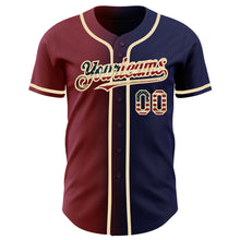 Load image into Gallery viewer, Custom Navy Vintage USA Flag Maroon-City Cream Authentic Gradient Fashion Baseball Jersey

