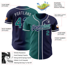 Load image into Gallery viewer, Custom Navy Teal-Gray Authentic Gradient Fashion Baseball Jersey

